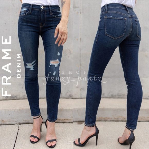 Frame Denim Denim - Frame Denim Skinny Jean 28 distress Crop Riley D17